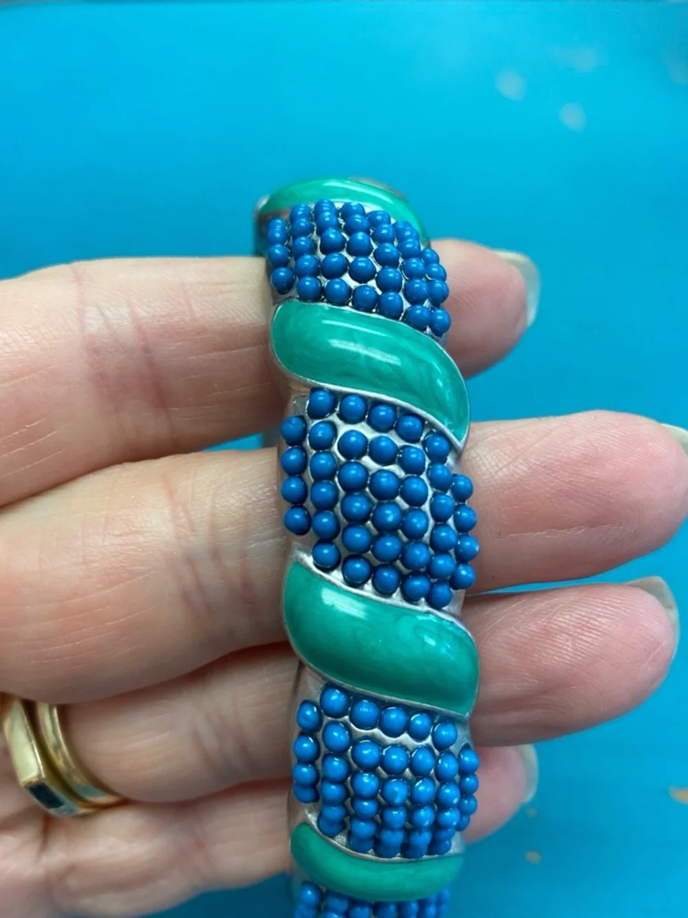 Turquoise and Blue Bead Statement Bracelet